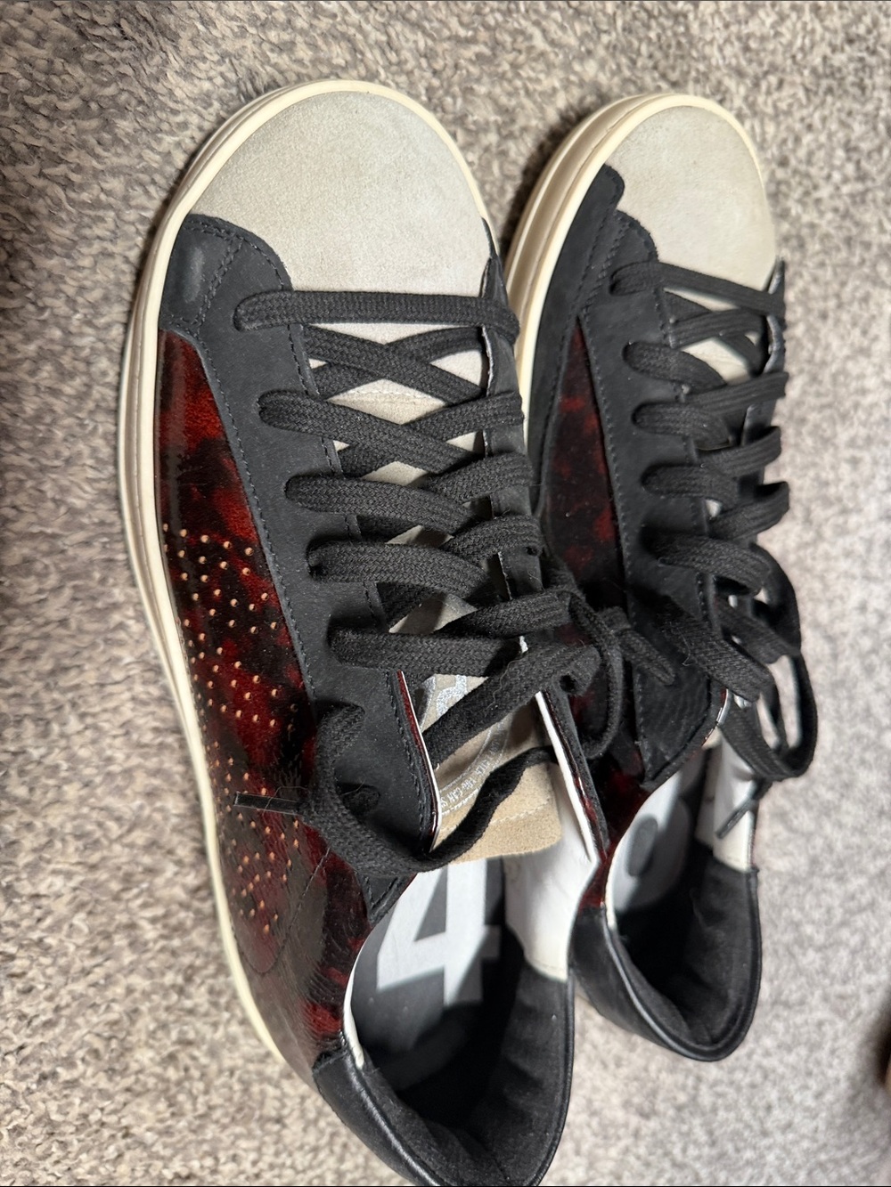 P448 Women’s Low-Top Sneakers in Black, Cream and Burgundy